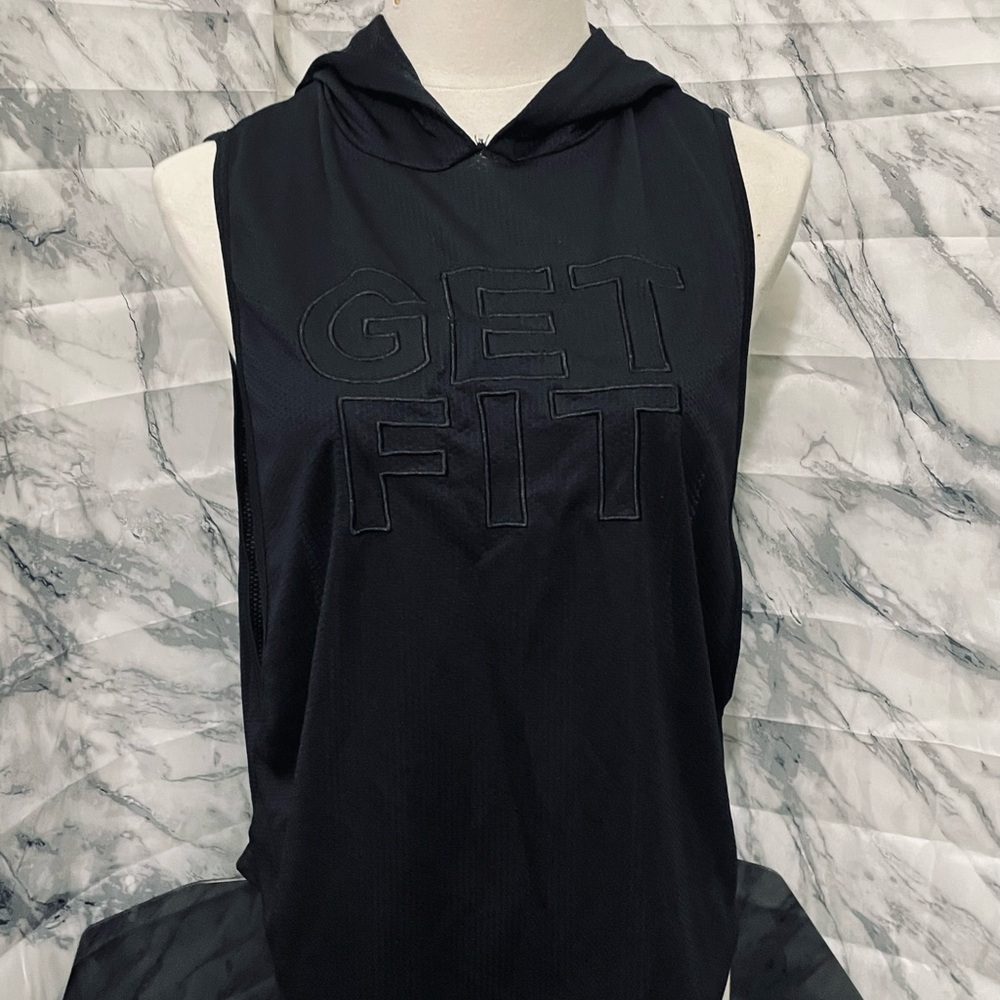 SHEIN Black Muscle Tee Sleeveless Hooded Top